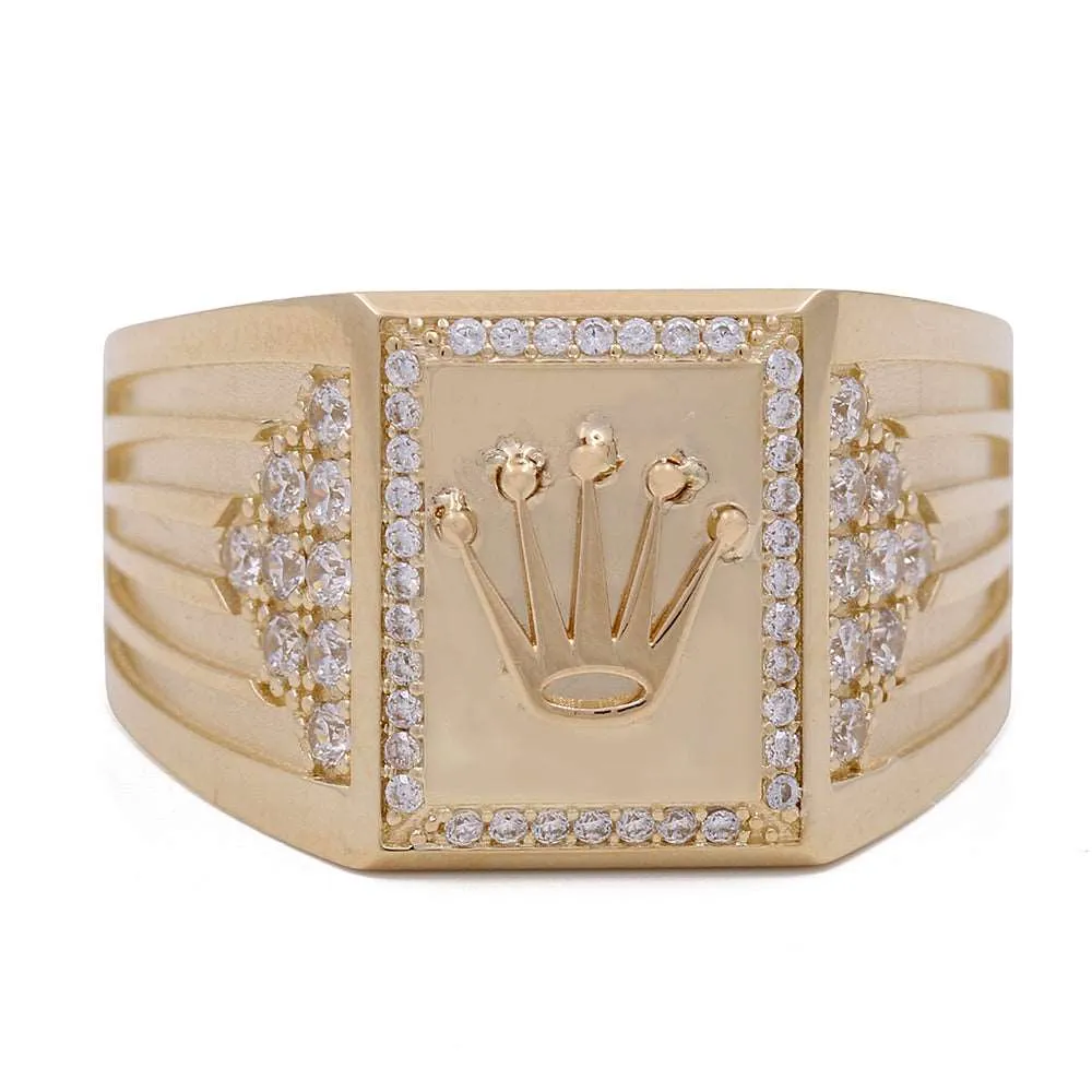 14K Yellow Gold Fashion Men's Ring with Cubic Zirconias
