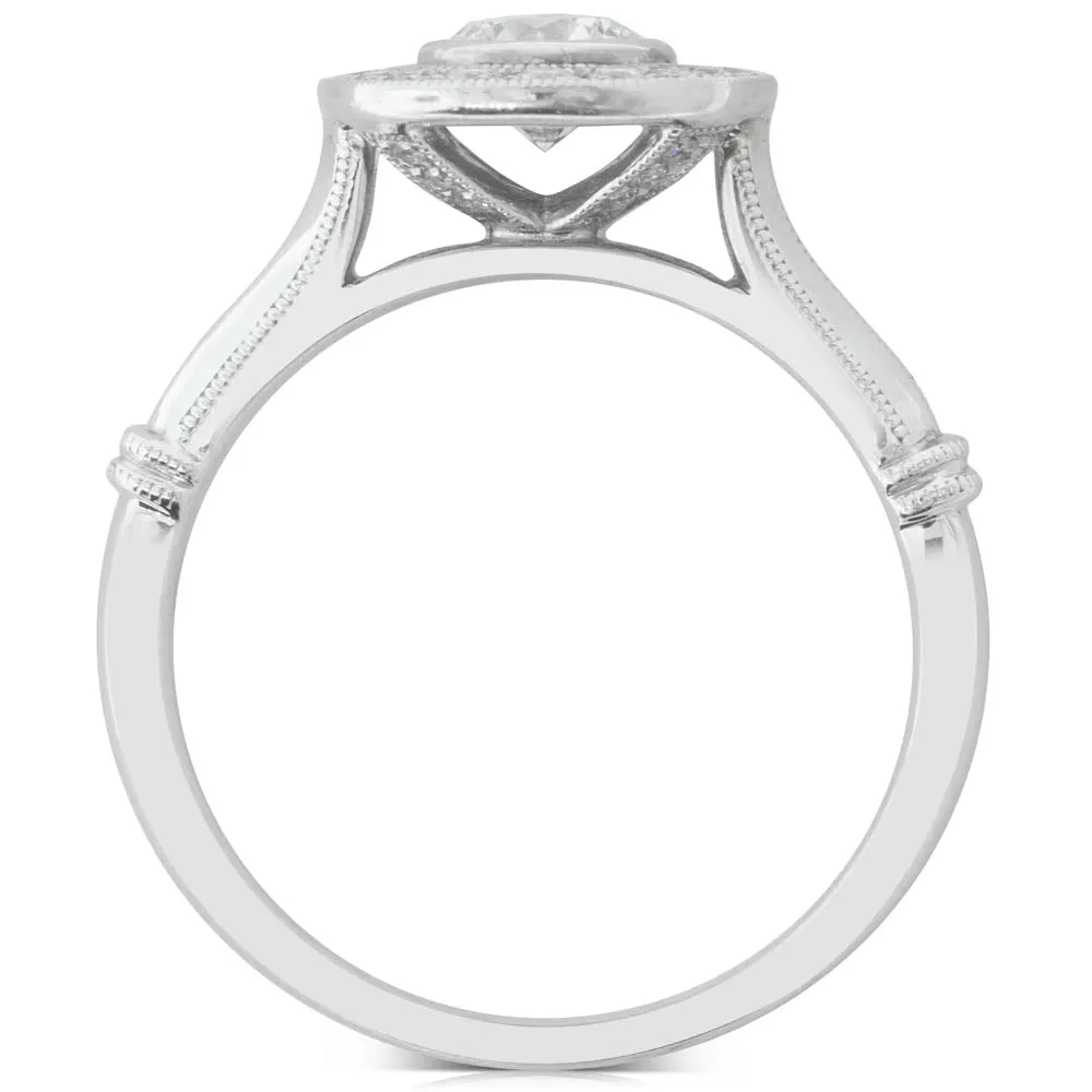 18ct White Gold .50ct Diamond Halo Ring