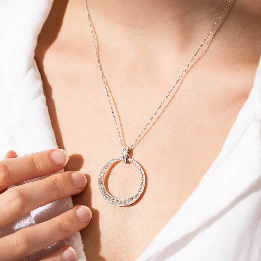18ct White Gold Diamond Circle Pendant