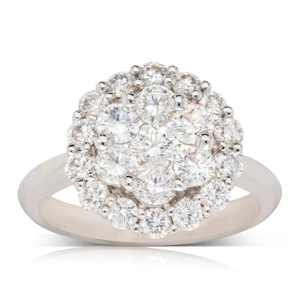 18ct White Gold Diamond Cluster Ring
