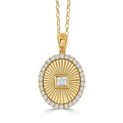 18K YELLOW GOLD AND DIAMOND OVAL PENDANT