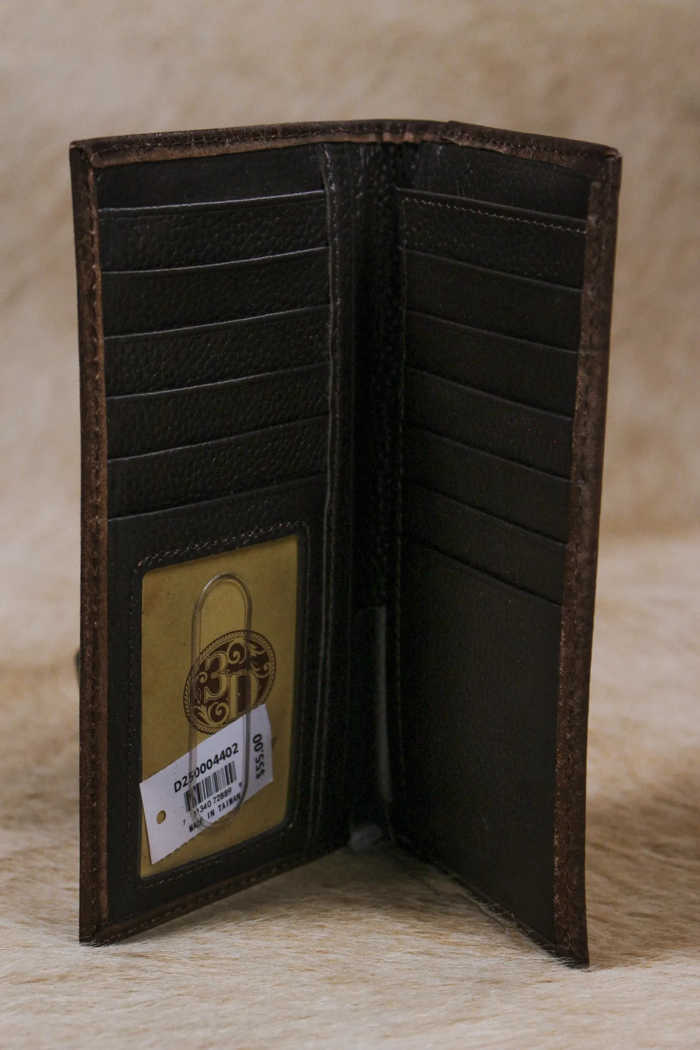 3D Rodeo Floral Basketweave Brown Wallet