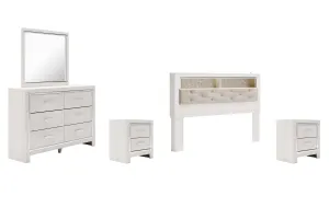 Altyra King Bookcase Headboard Bed with Mirrored Dresser and 2 Nightstands
