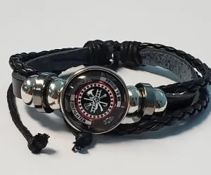 *B822 Black Proud to be Firefighter Leather Bracelet