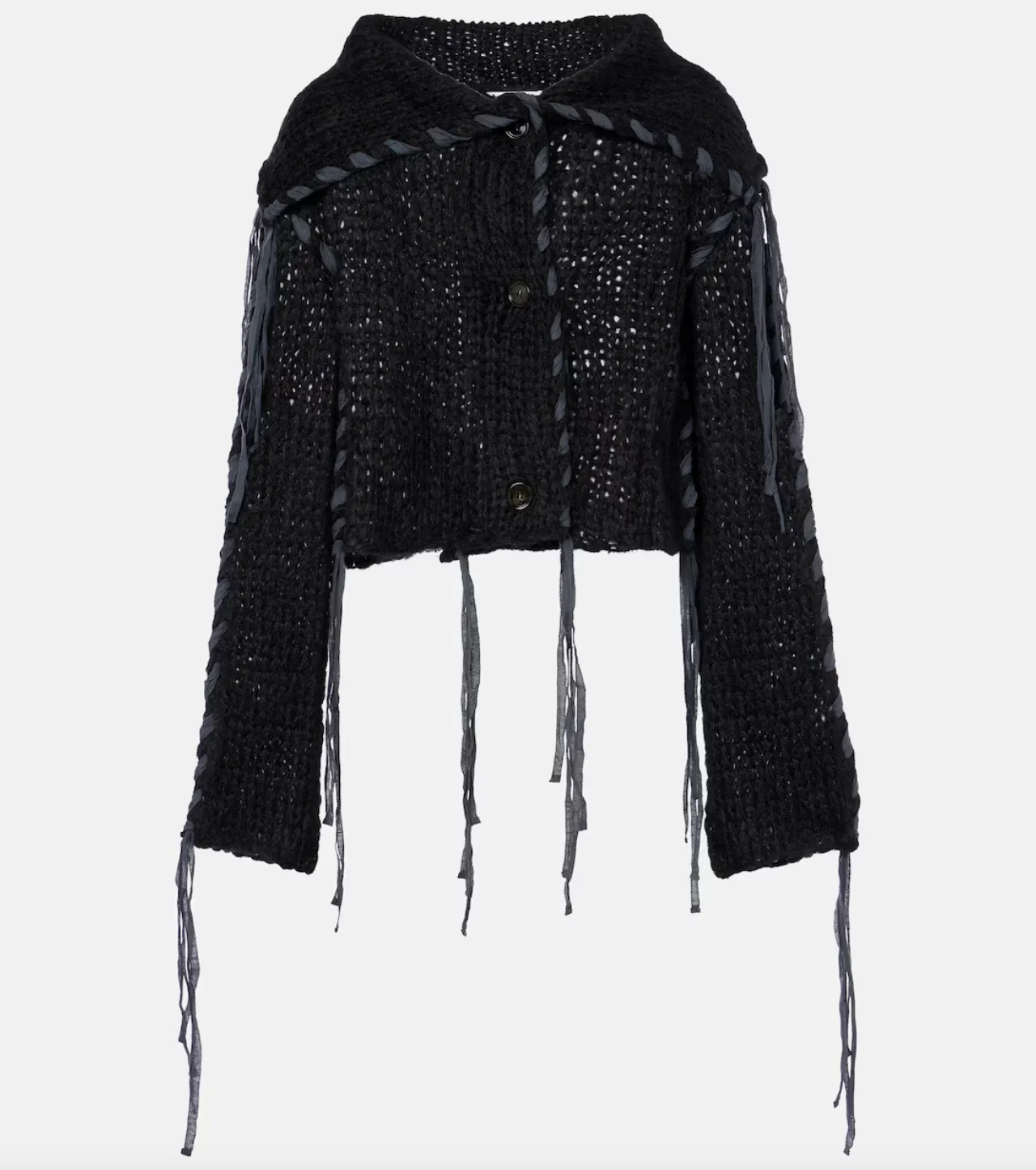 Black Lacing Knit Cardigan