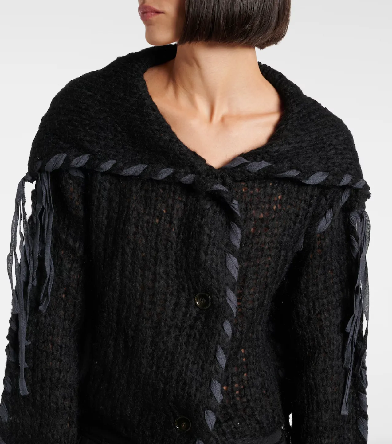 Black Lacing Knit Cardigan