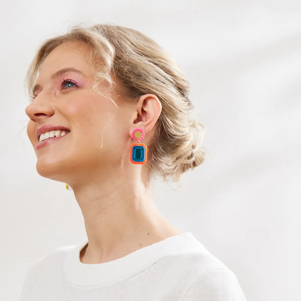 Brilliant Drop Earrings - Rainbow