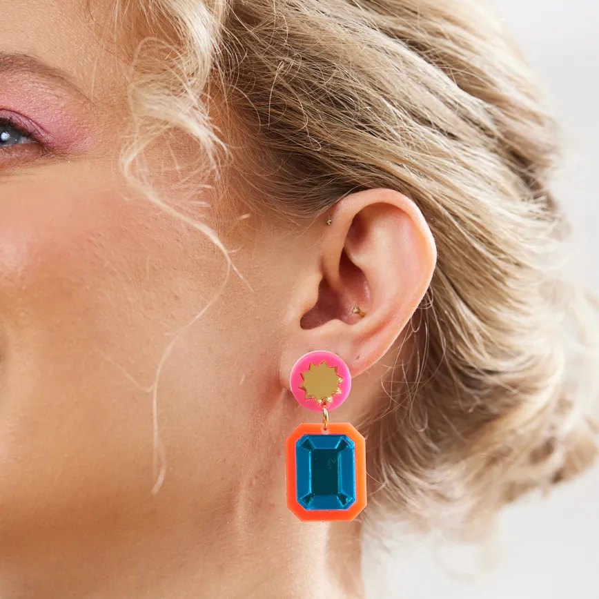 Brilliant Drop Earrings - Rainbow