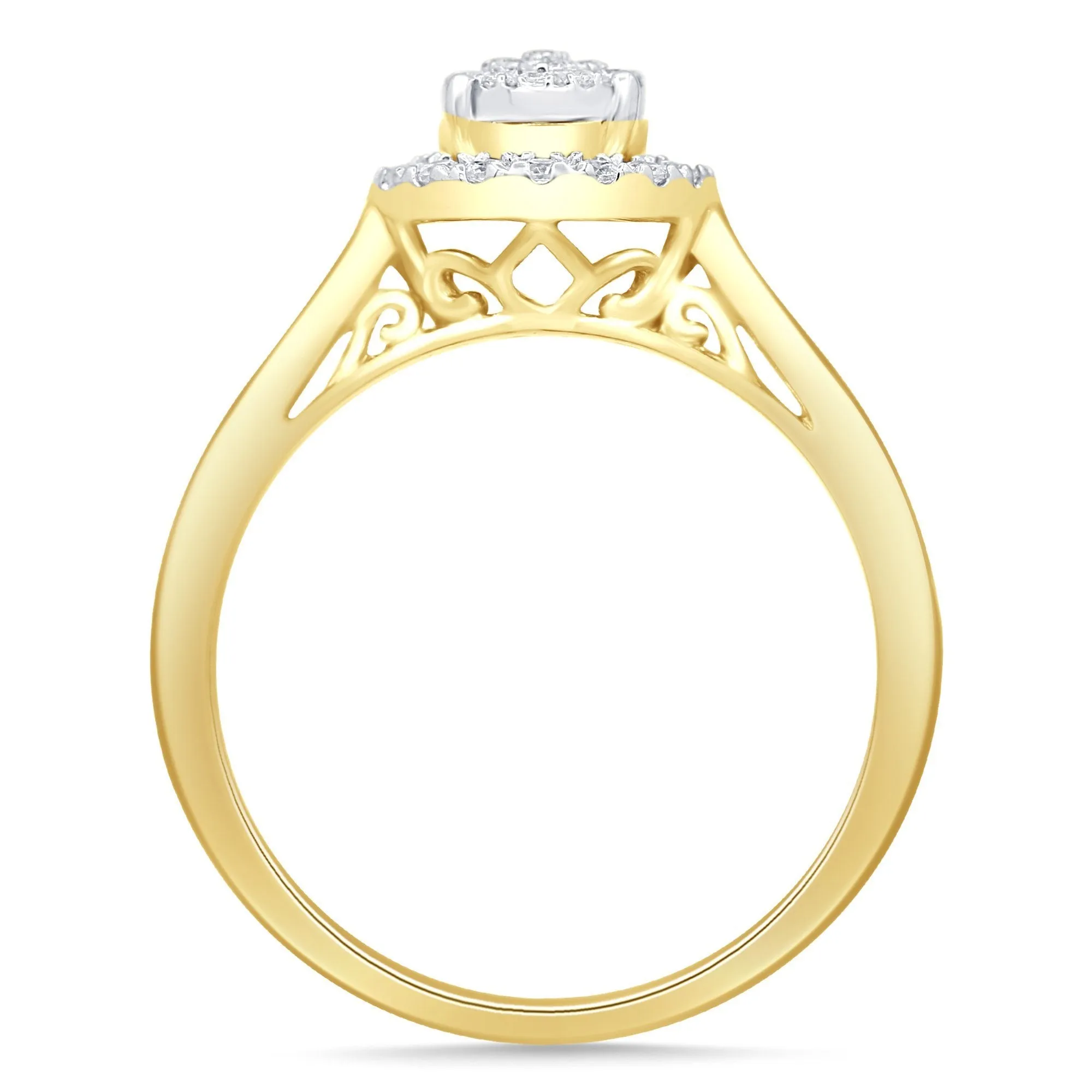 Brilliant Halo Ring with 1/3ct of Diamonds in 9ct Yellow Gold