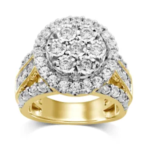Brilliant Miracle Cluster Halo Ring with 2.00ct of Diamonds in 9ct Yellow Gold