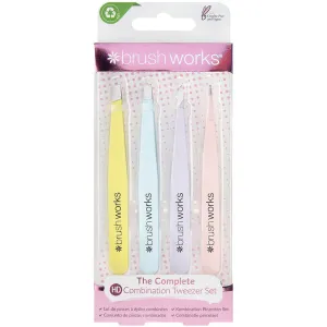Brushworks HD 4 Piece Combination Tweezer Set Mixed