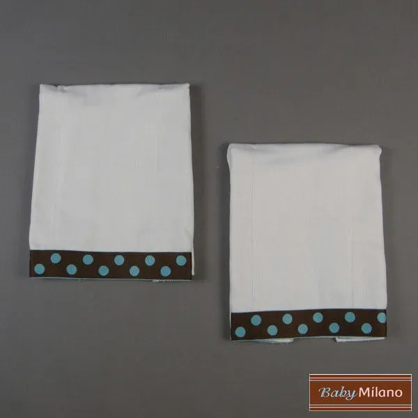 Burp Cloth Set - Brown with Blue Dots by Baby Milano