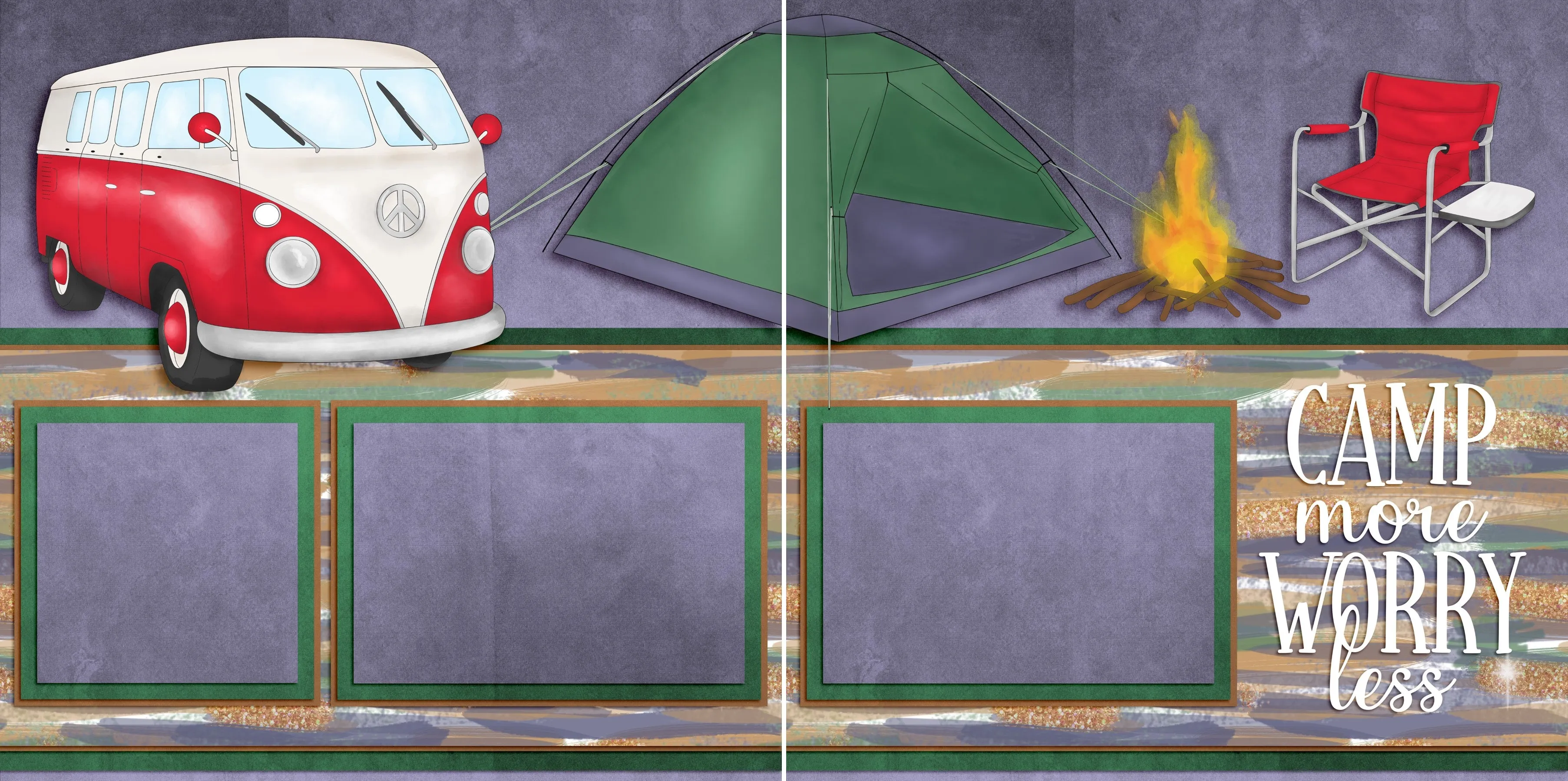 Camping Memories - Set of 5 Double Page Layouts - 1548