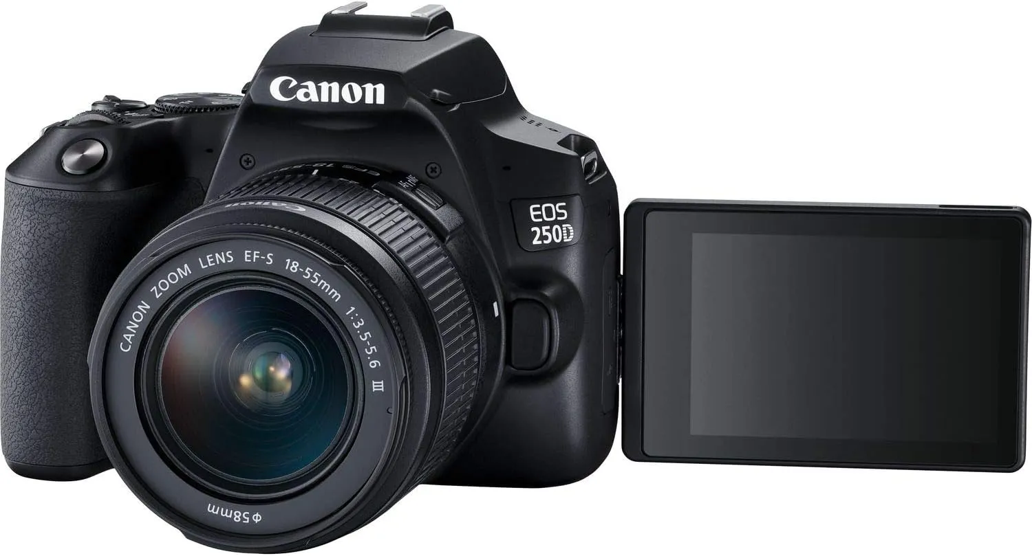 Canon EOS 250D DSLR Camera with 18-55mm Lens (Black) (3453C002)    EOS Bag    Sandisk Ultra 64GB Card   Cleaning Set And More (International Model)