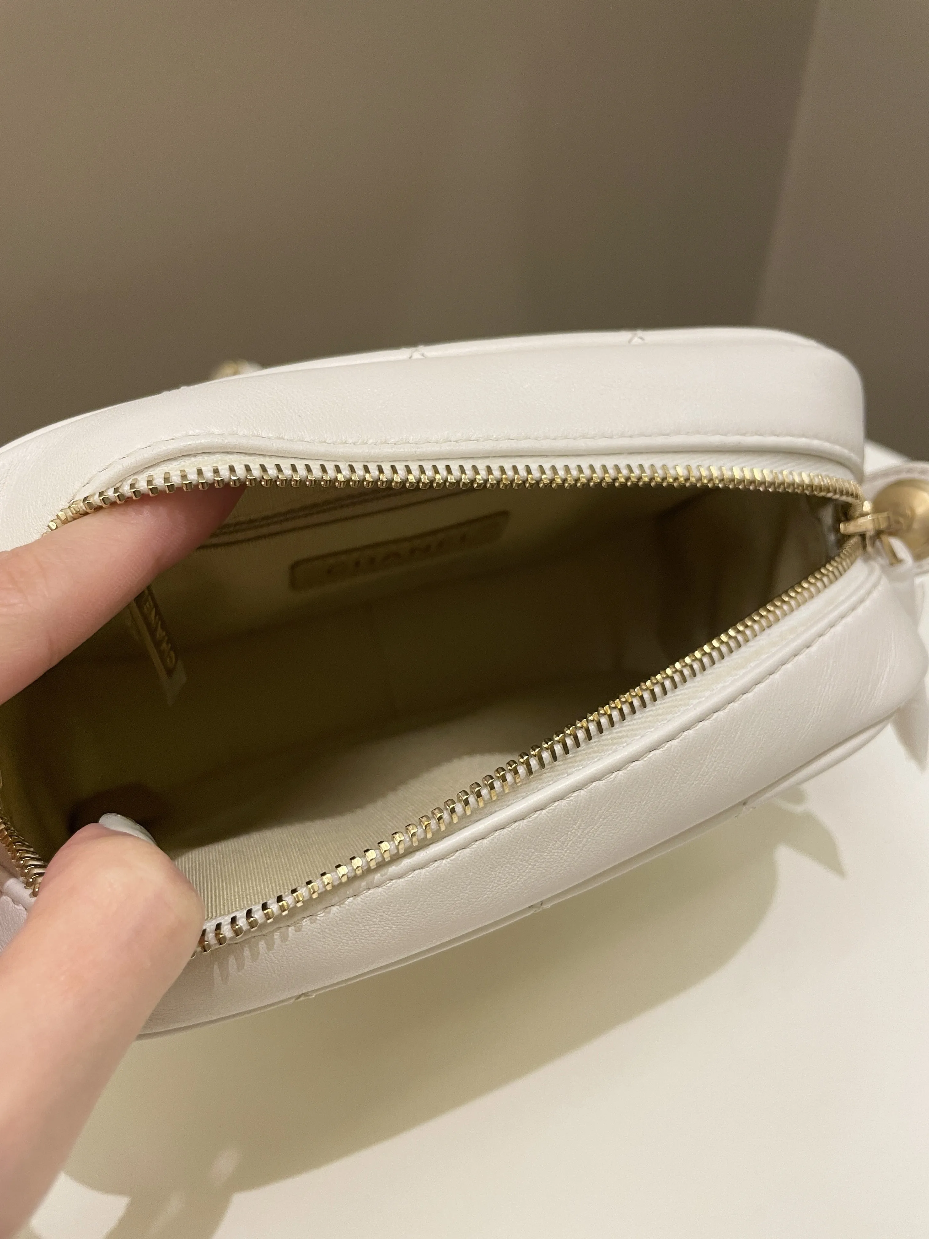 Chanel C H A N E L Lettering Camera Bag  Ivory Calfskin