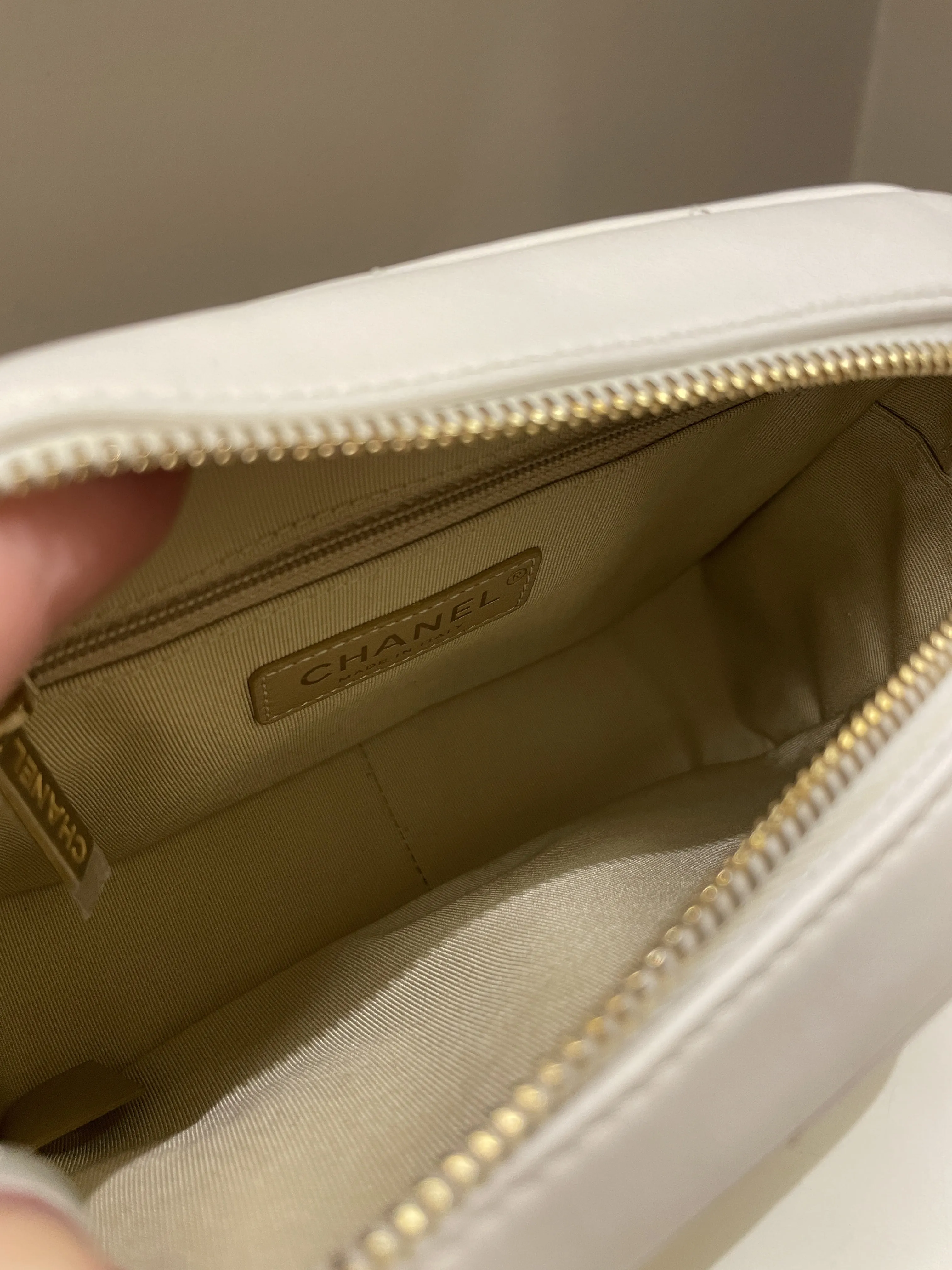 Chanel C H A N E L Lettering Camera Bag  Ivory Calfskin