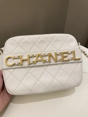 Chanel C H A N E L Lettering Camera Bag  Ivory Calfskin