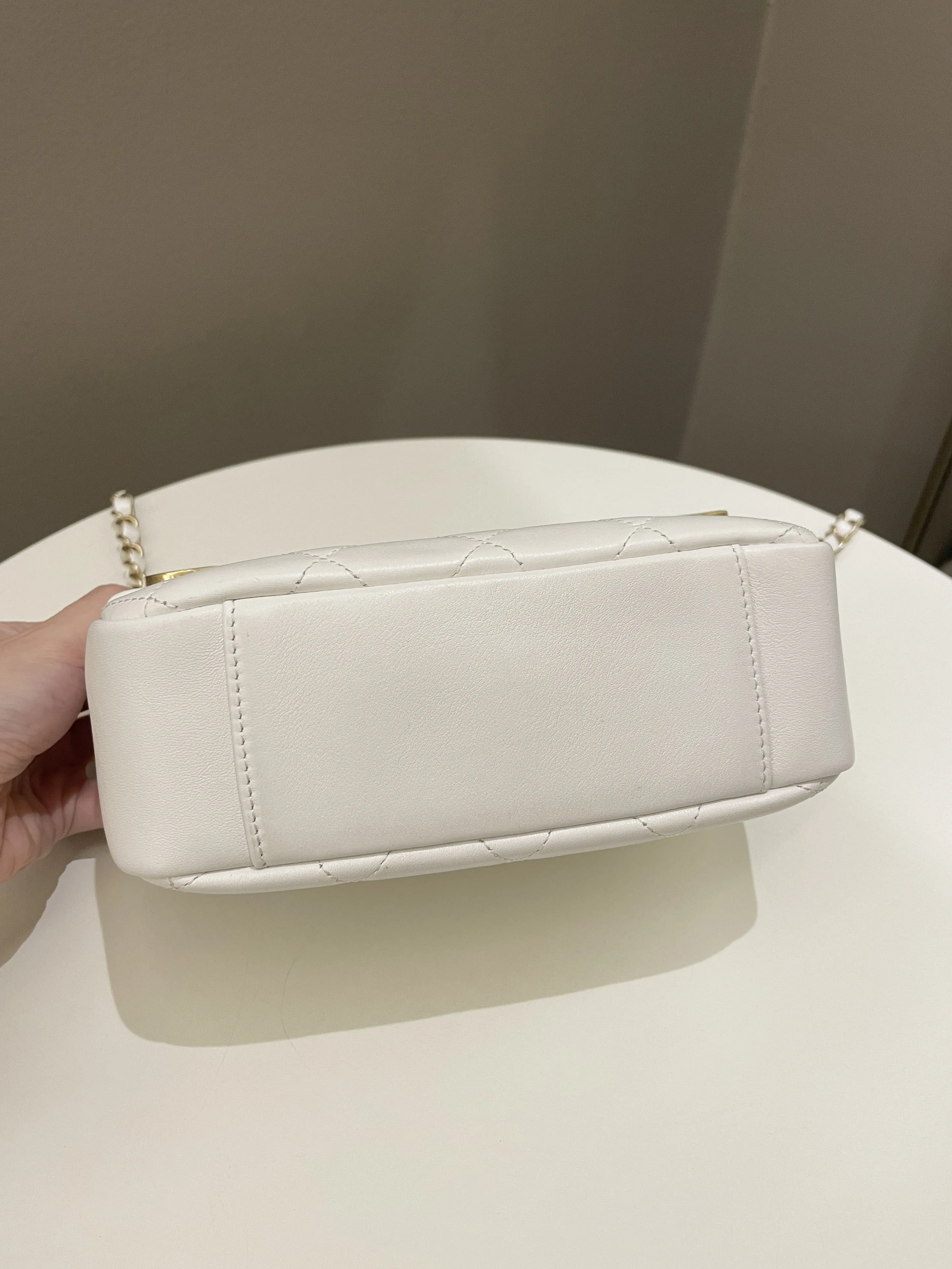 Chanel C H A N E L Lettering Camera Bag  Ivory Calfskin