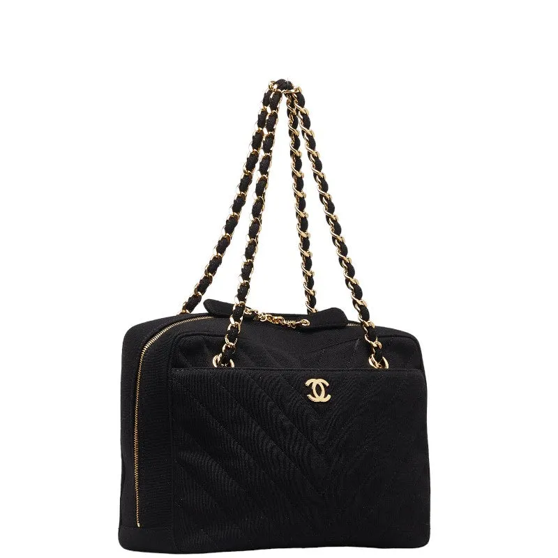 Chanel CC Chevron Pocket Camera Bag  Cotton Tote Bag in Excellent condition