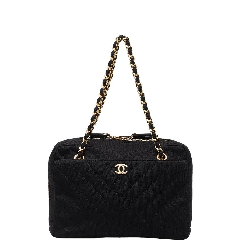 Chanel CC Chevron Pocket Camera Bag  Cotton Tote Bag in Excellent condition