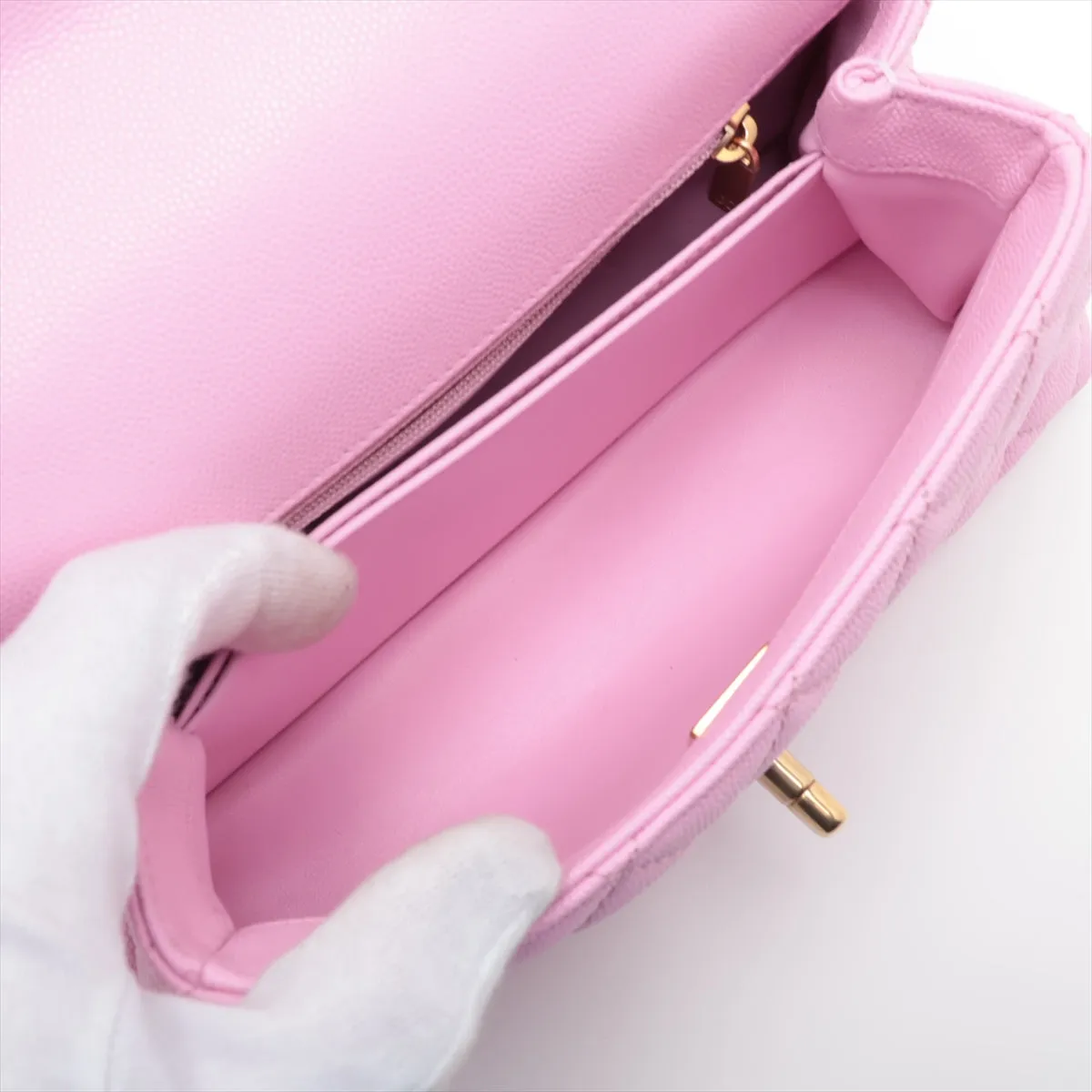 Chanel Coco Handle 24 XS Caviar S 2WAY Handbag Pink Gold  A92990