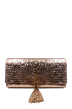 Classic Monogram Kate Clutch With Tassel Lizard Embossed Gold