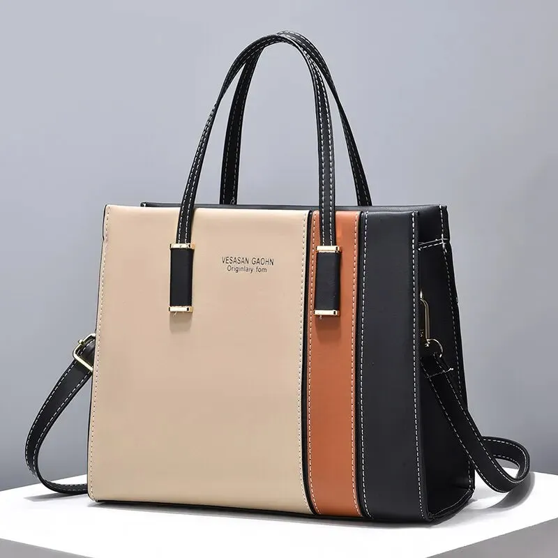 Contemporary Patchwork Leather Tote