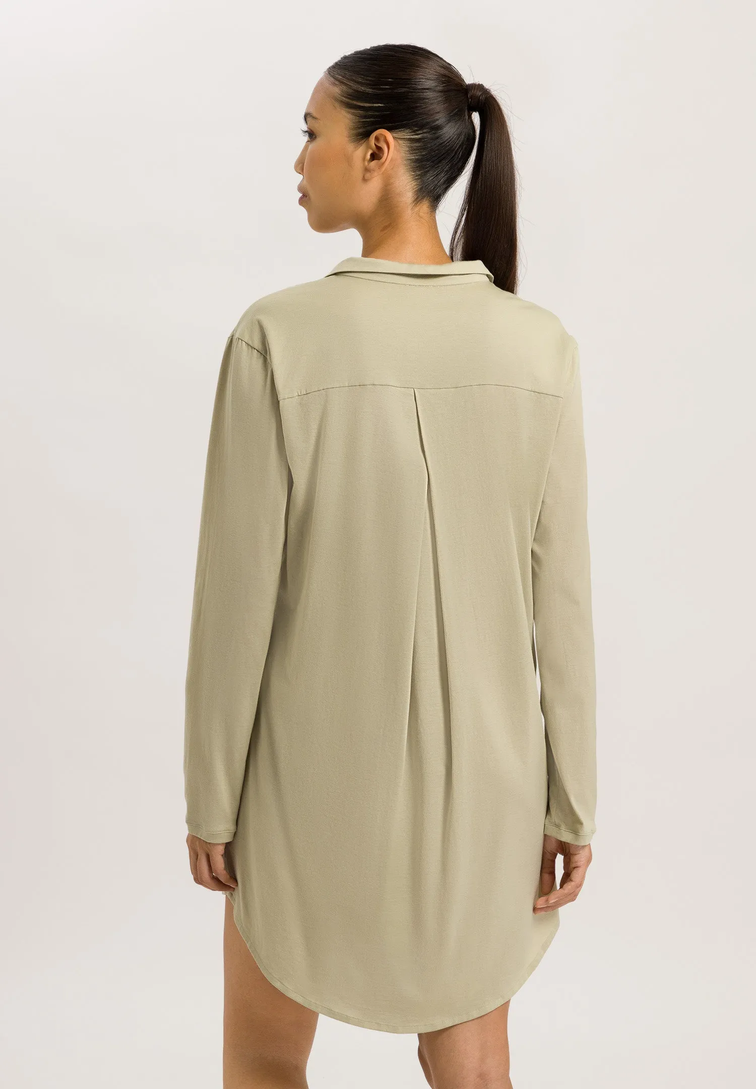 Cotton Deluxe Button Front Cotton Sleep Shirt | Moss Green 77958-2720