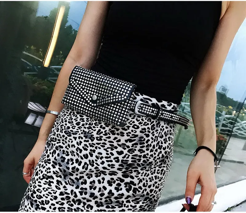 Fashion Luxury Rivets Fanny Pack Belt Bag