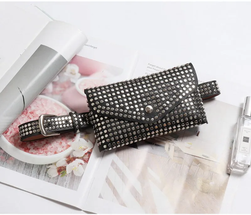Fashion Luxury Rivets Fanny Pack Belt Bag