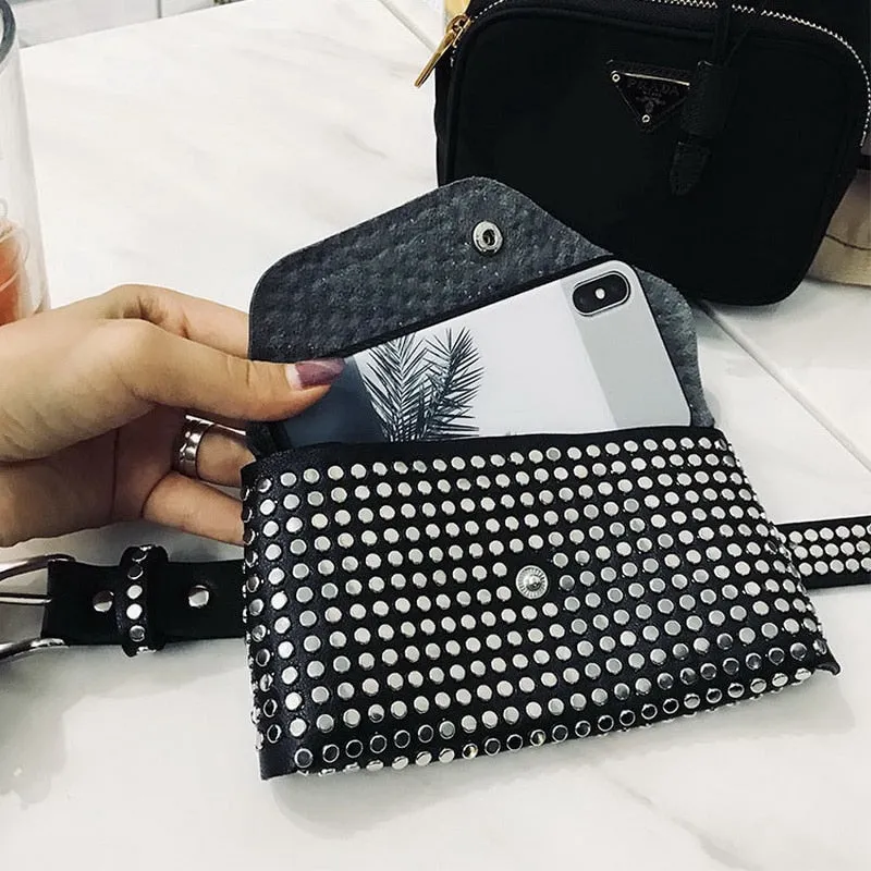 Fashion Luxury Rivets Fanny Pack Belt Bag
