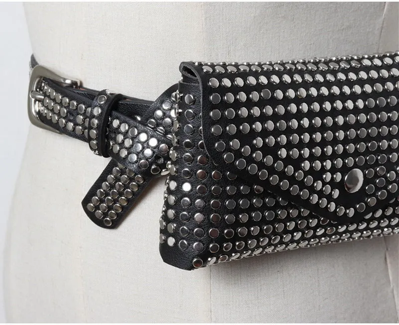 Fashion Luxury Rivets Fanny Pack Belt Bag