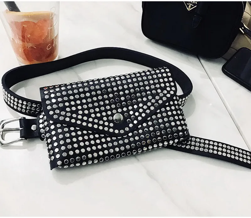 Fashion Luxury Rivets Fanny Pack Belt Bag