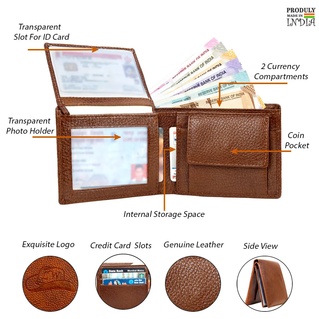 Genuine Grained Leather Wallet For Men