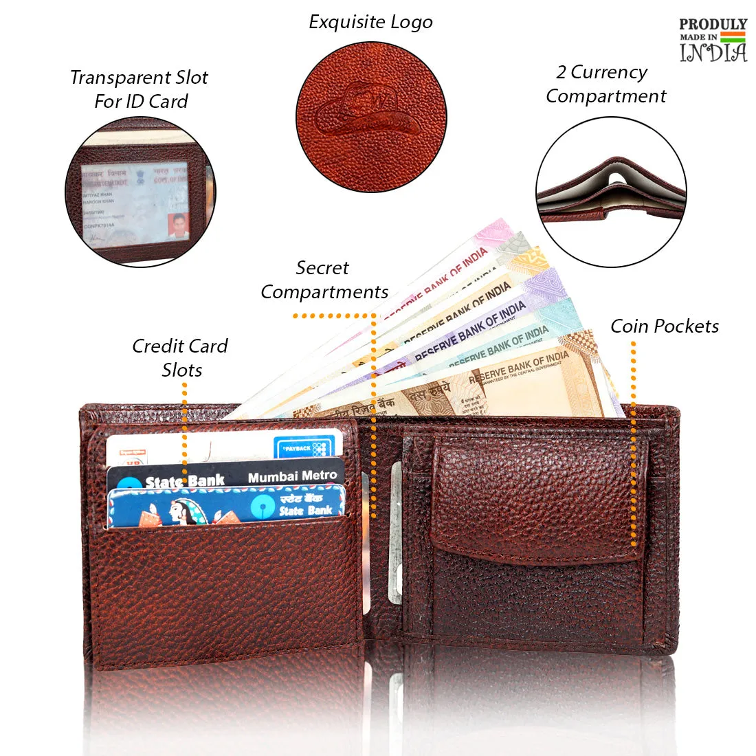 Genuine Grained Leather Wallet For Men