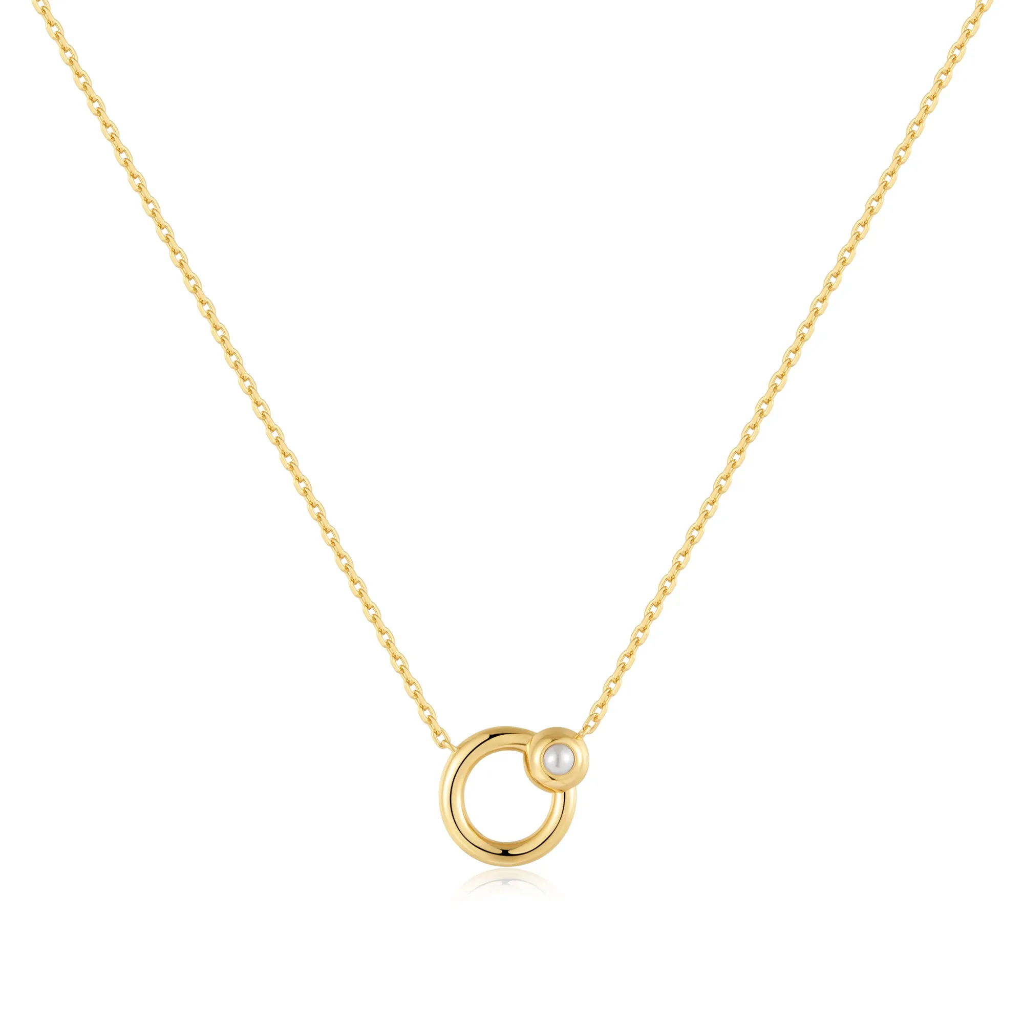 Gold Hoop Freshwater Pearl Necklace