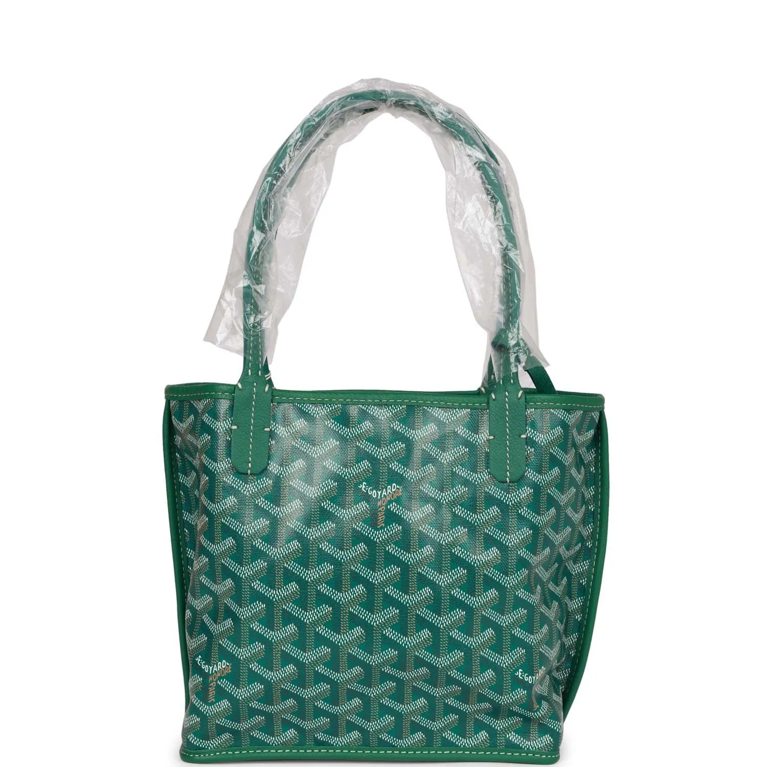 Goyard Goyardine Green Anjou Mini Reversible Tote Bag Palladium Hardware
