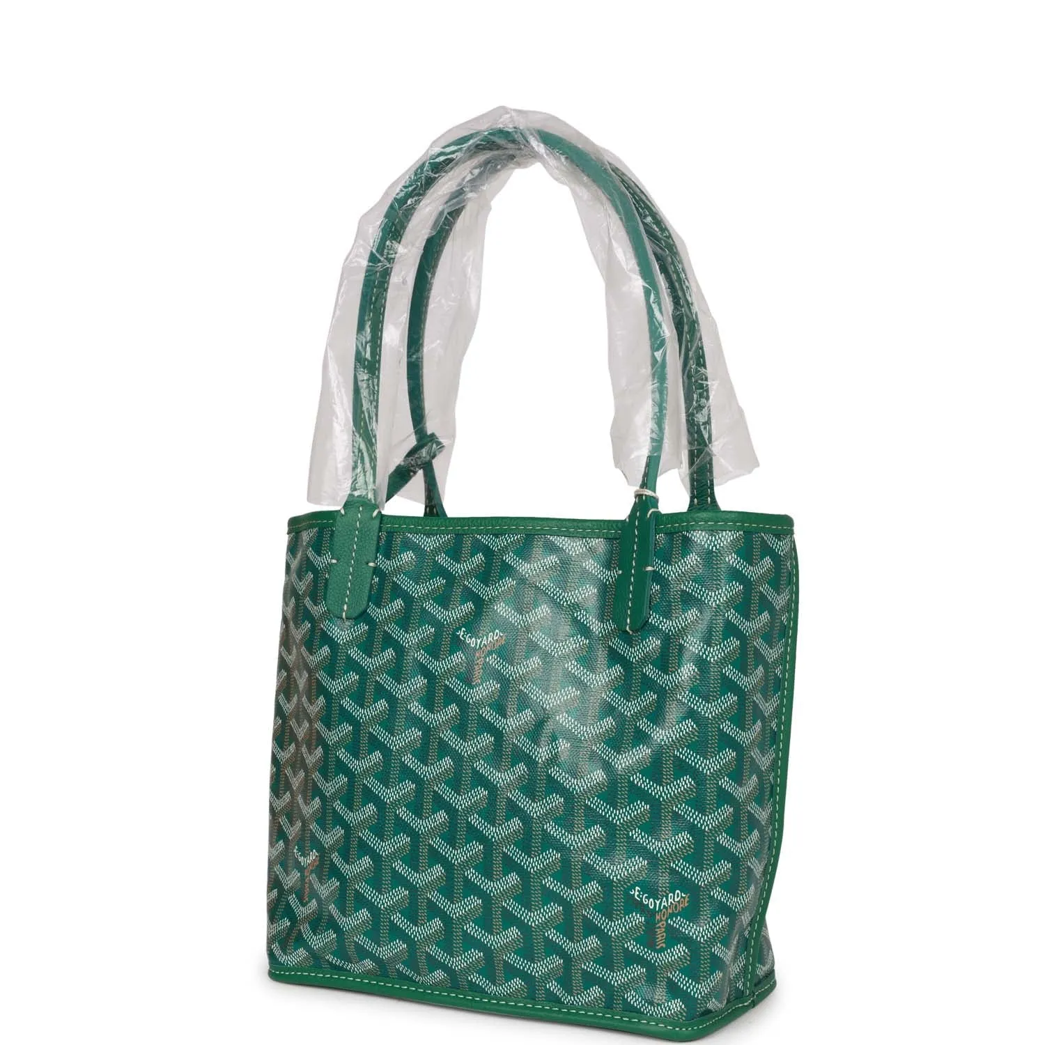 Goyard Goyardine Green Anjou Mini Reversible Tote Bag Palladium Hardware
