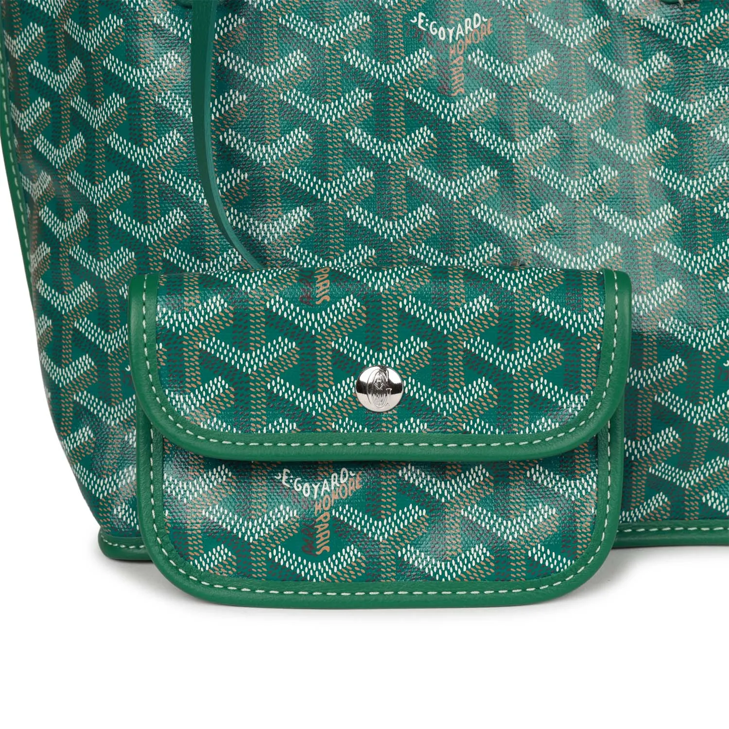 Goyard Goyardine Green Anjou Mini Reversible Tote Bag Palladium Hardware