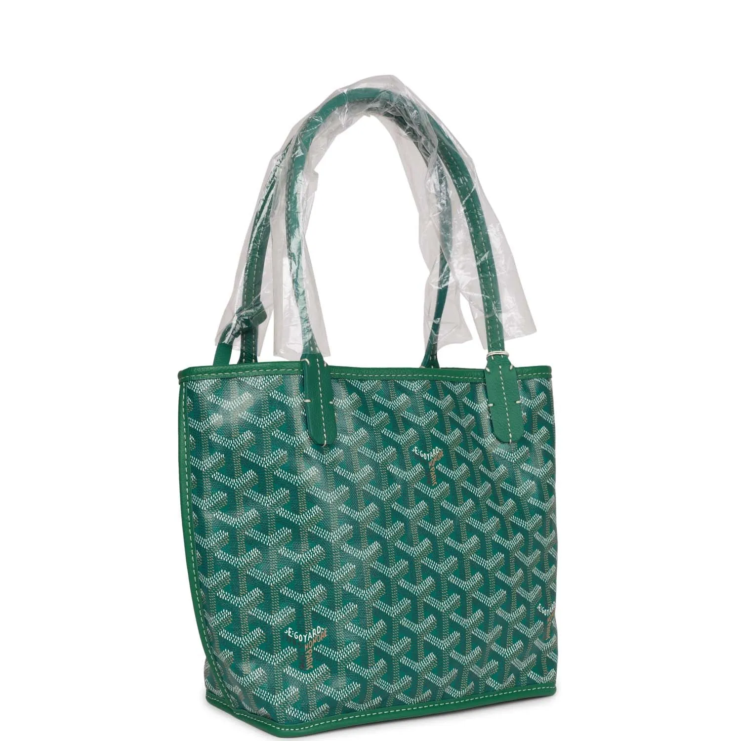 Goyard Goyardine Green Anjou Mini Reversible Tote Bag Palladium Hardware