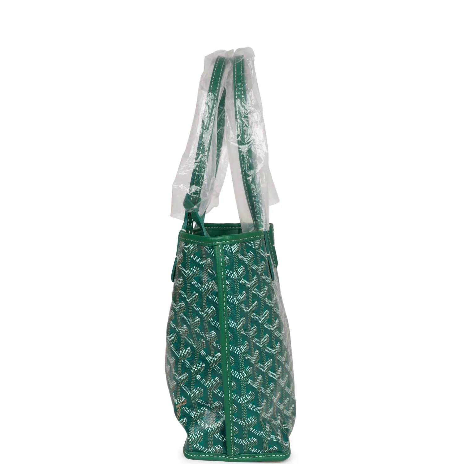 Goyard Goyardine Green Anjou Mini Reversible Tote Bag Palladium Hardware