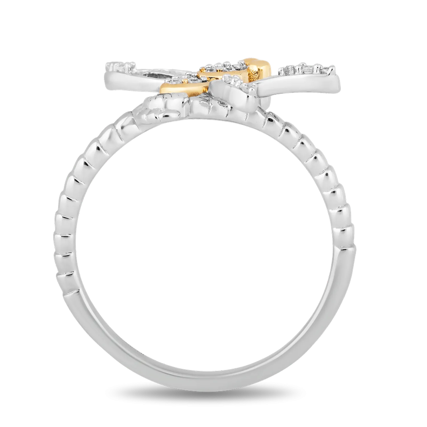 Hallmark Fine Jewelry Dragonfly Eternity Ring in Sterling Silver & 14K Yellow Gold with Diamonds