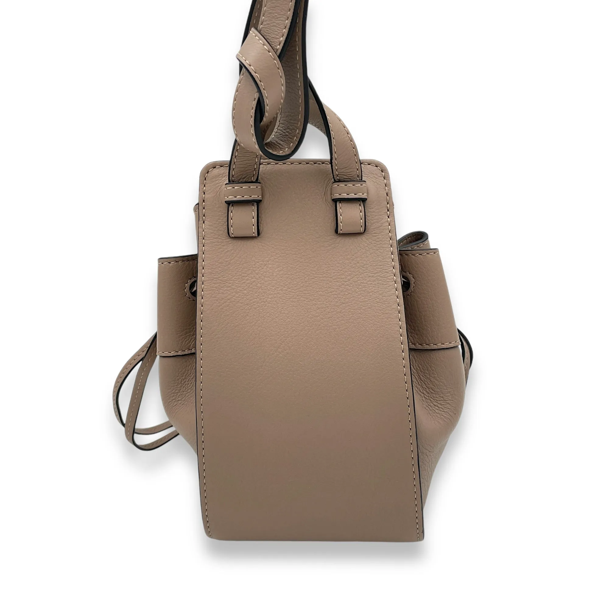 Hammock Mini Brown Top Handle Bag in Calfskin, Gold hardware