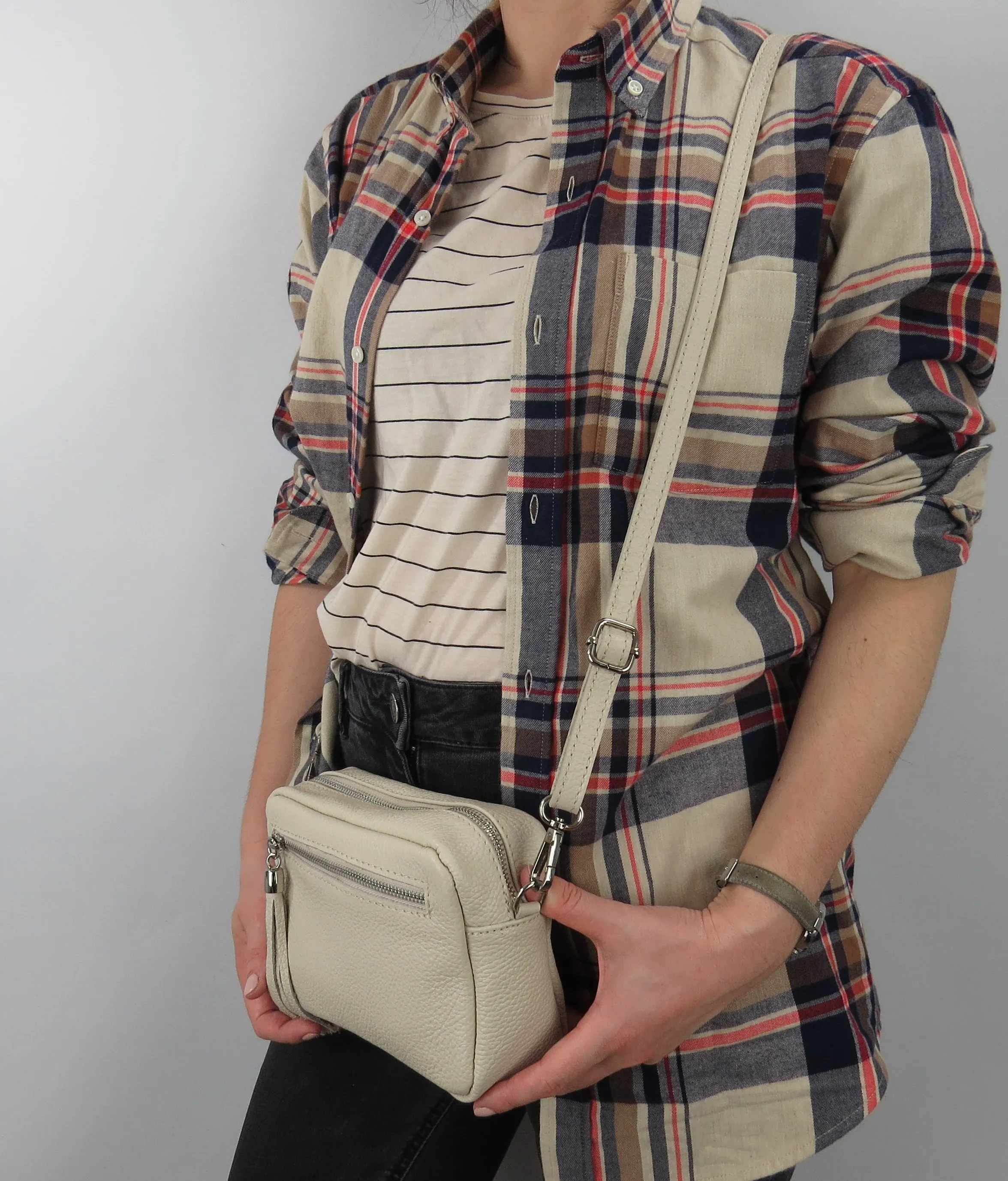 Italian Leather Cross Body Camera Bag
