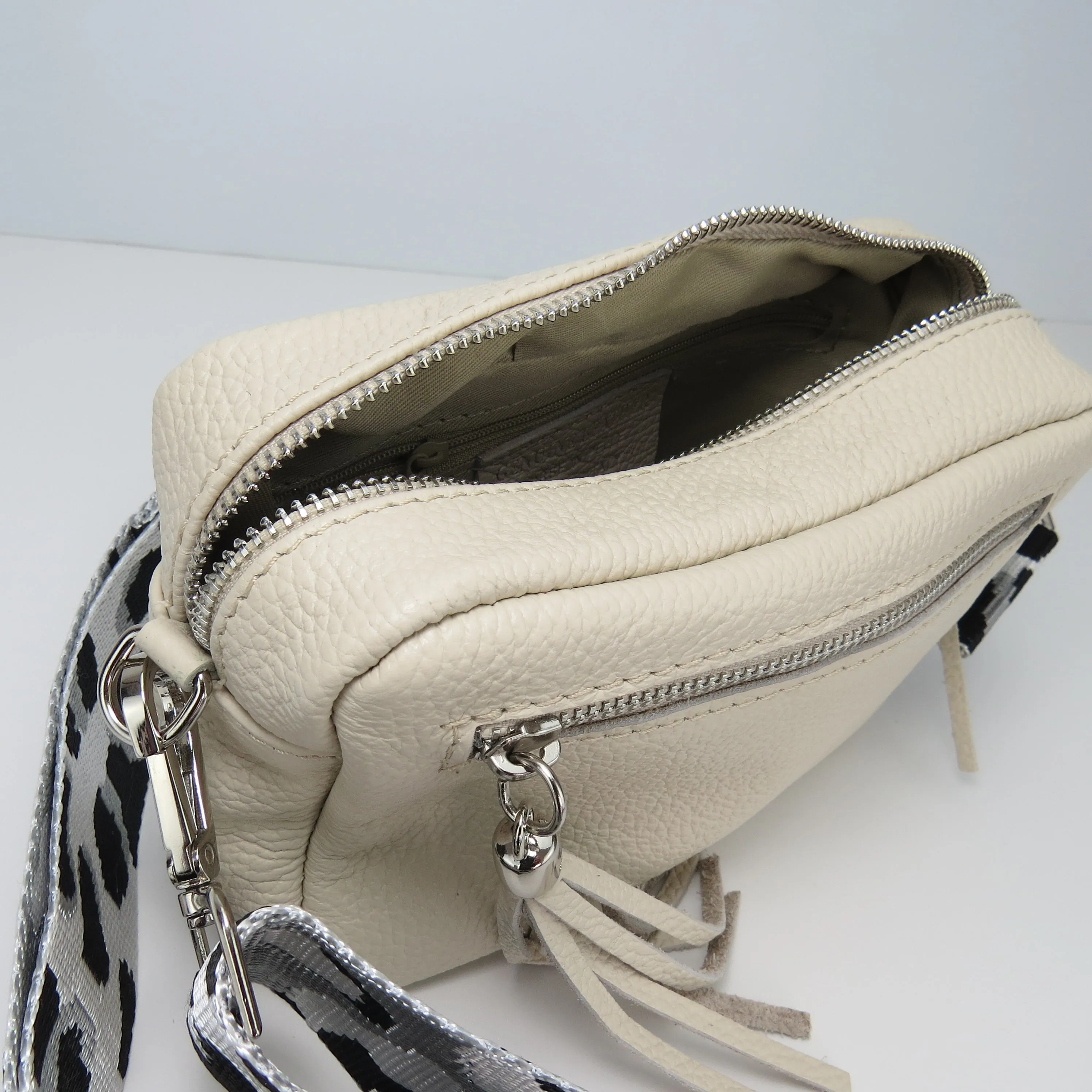 Italian Leather Cross Body Camera Bag