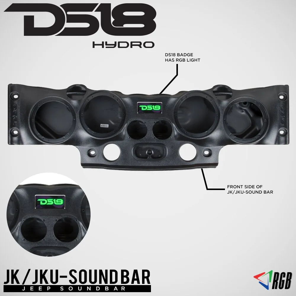 Jeep Wrangler Sound Bar for 8" Speakers Tweeters Drivers JK JKU Soundbar 07-17