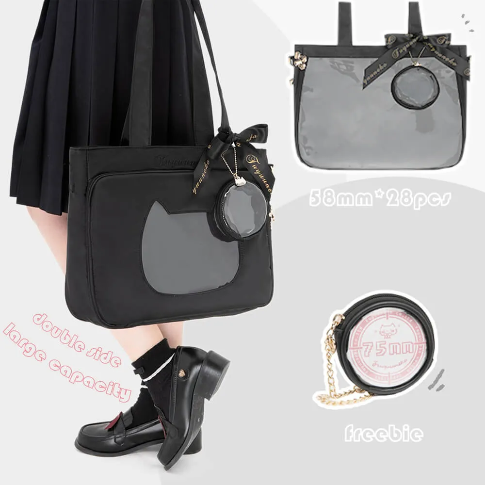 JK Steamedbun Ita Tote Bag Cat Transparent Layer