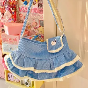 Kawaii Hello Kitty's Mini Skirt Corduroy Crossbody Bag