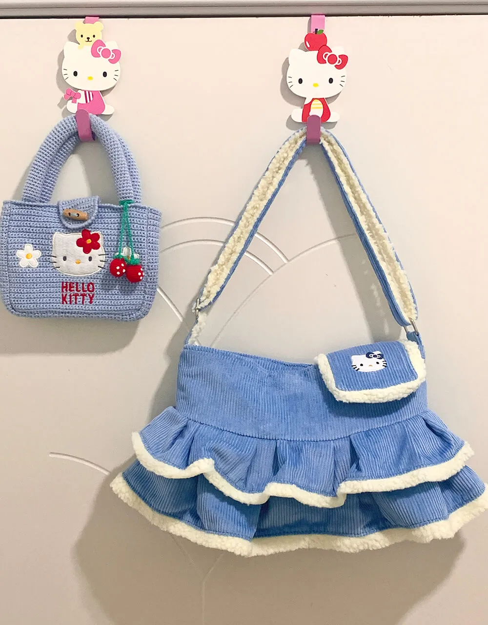 Kawaii Hello Kitty's Mini Skirt Corduroy Crossbody Bag