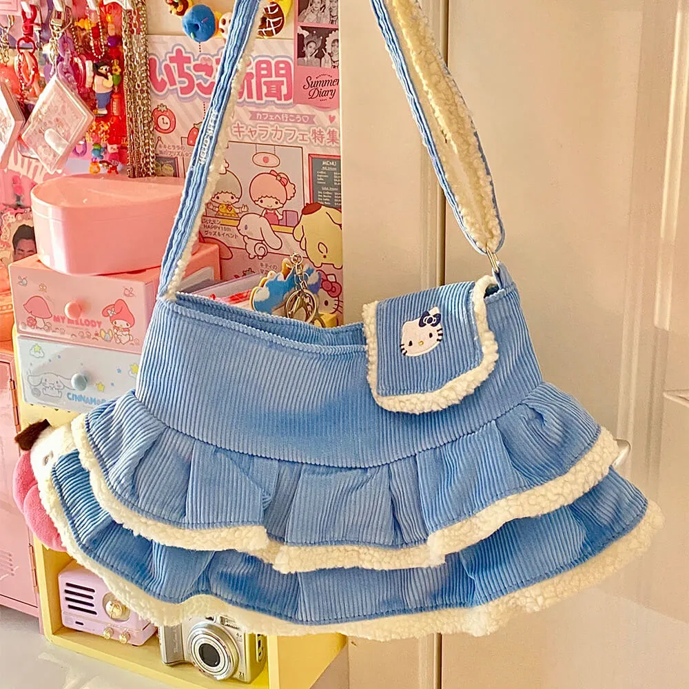 Kawaii Hello Kitty's Mini Skirt Corduroy Crossbody Bag